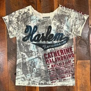 Vintage Catherine Malandrino Harlem Renaissance Graphic Tee Apollo Theatre 2002